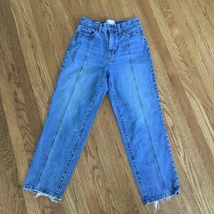 Universal Thread Blue Straight Leg Jeans with Frayed Hem